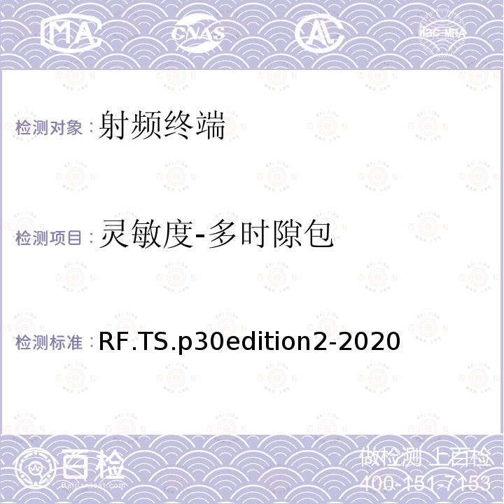 灵敏度-多时隙包 蓝牙射频测试规范 RF.TS.p30edition2-2020