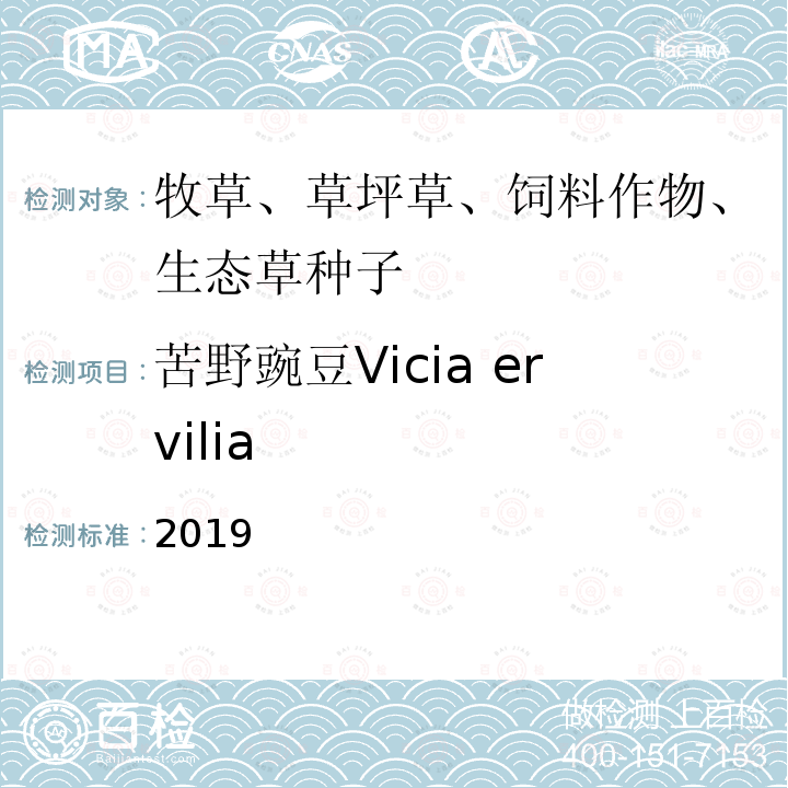 苦野豌豆Vicia ervilia 国际种子检验规程 2019 