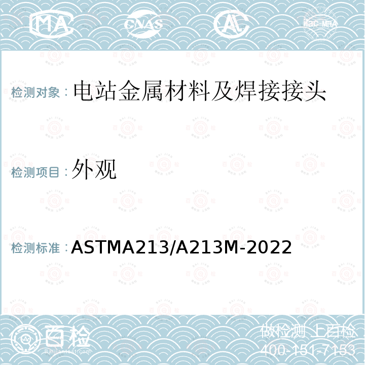 外观 《Standard Specification for Seamless Ferritic and Austenitic Alloy-Steel Boiler, Superheater, and Heat-Exchanger Tubes》 ASTMA213/A213M-2022
