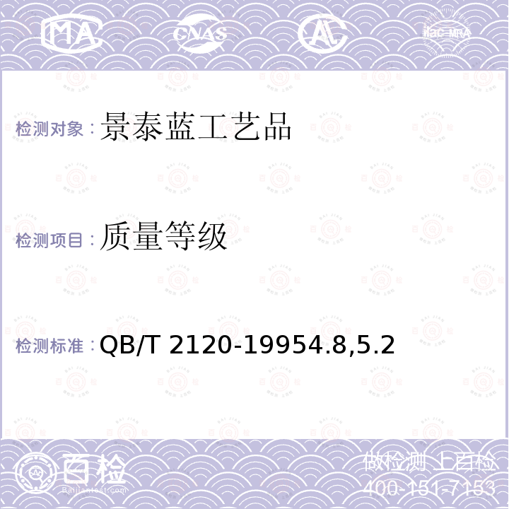质量等级 景泰蓝工艺品 QB/T 2120-19954.8,5.2