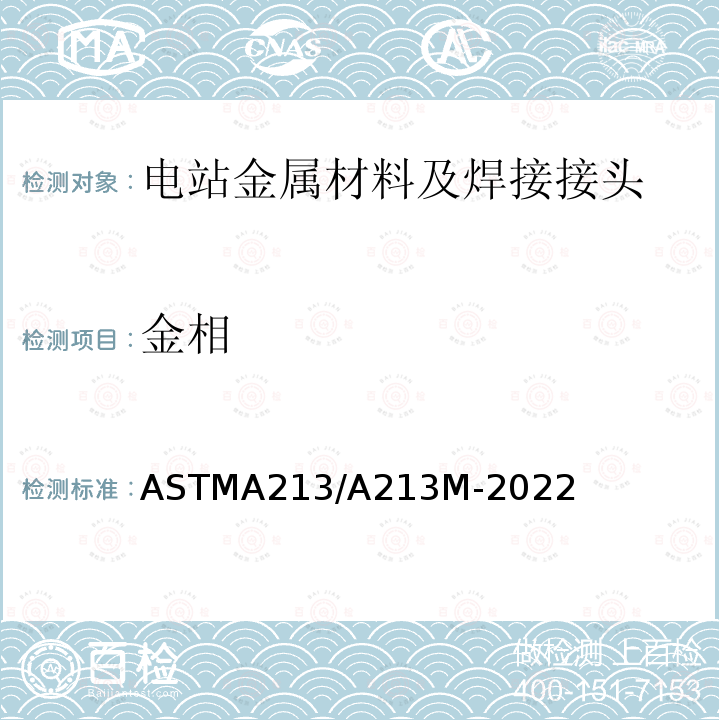 金相 《Standard Specification for Seamless Ferritic and Austenitic Alloy-Steel Boiler, Superheater, and Heat-Exchanger Tubes》 ASTMA213/A213M-2022