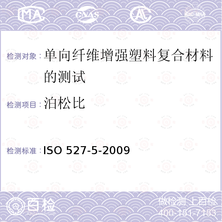 泊松比 塑料-拉伸性能测定第5部分: 单向纤维增强塑料复合材料的测试条件 ISO 527-5-2009