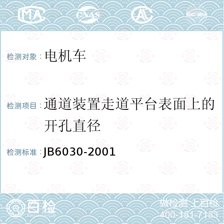 通道装置走道平台表面上的开孔直径 B 6030-2001 《工程机械通用安全技术要求》 JB6030-2001