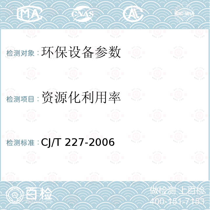 资源化利用率 CJ/T 227-2006 垃圾生化处理机