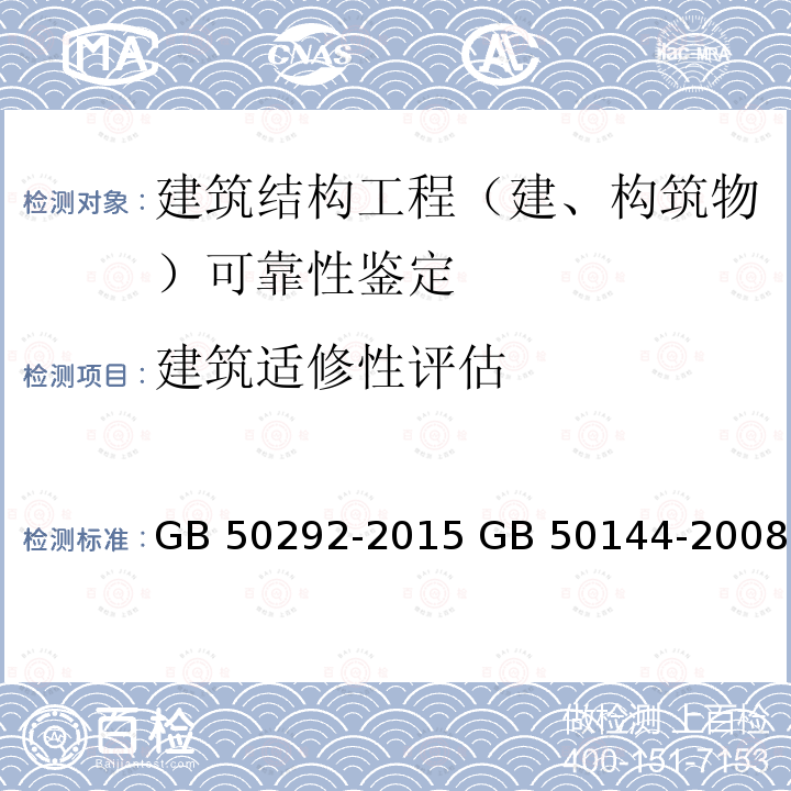 建筑适修性评估 GB 50292-2015 民用建筑可靠性鉴定标准(附条文说明)