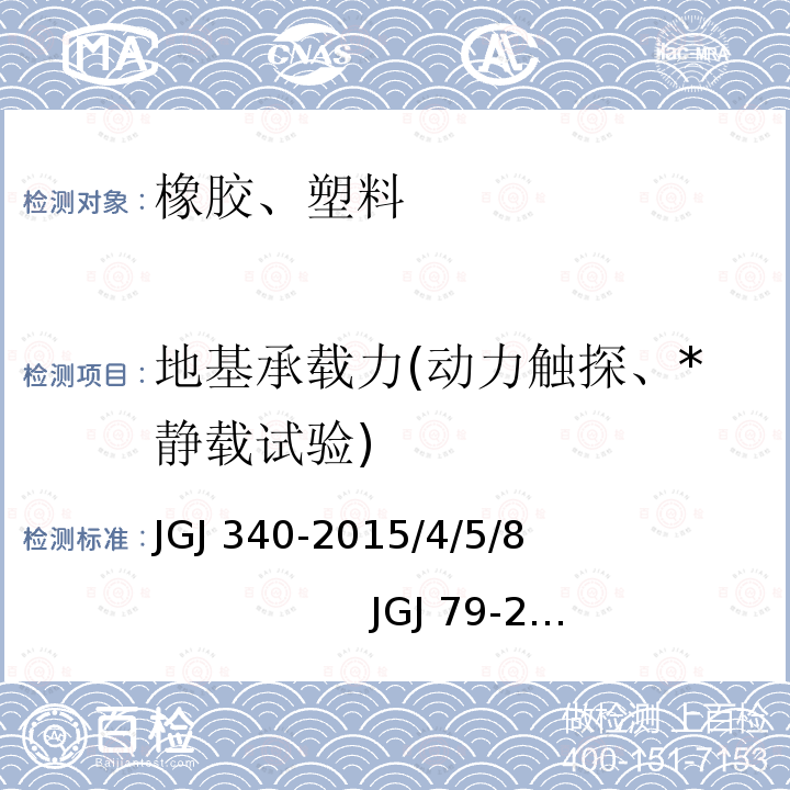 地基承载力(动力触探、*静载试验) JGJ 340-2015 建筑地基检测技术规范(附条文说明)