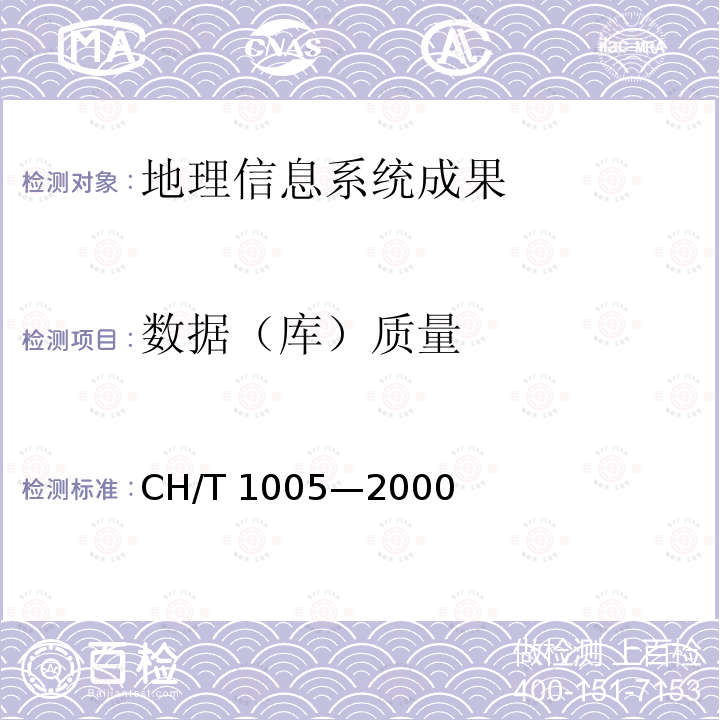 数据（库）质量 《基础地理信息数字产品数据文件命名规则》 CH/T 1005—2000