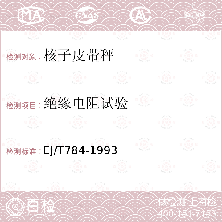 绝缘电阻试验 EJ/T 784-1993 核子皮带秤