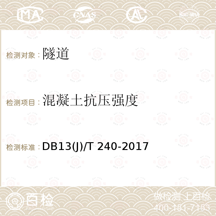 混凝土抗压强度 *《回弹法检测混凝土抗压强度技术规程》 DB13(J)/T 240-2017