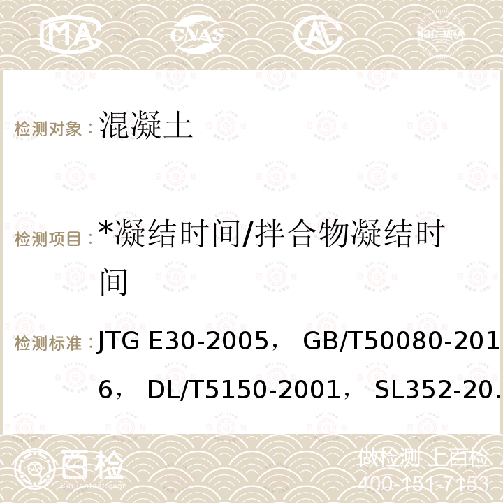 *凝结时间/拌合物凝结时间 JTG E30-2005 公路工程水泥及水泥混凝土试验规程(附英文版)