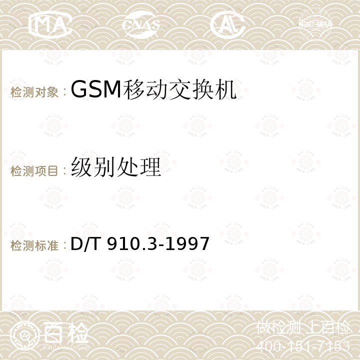 级别处理 900/1800MHz TDMA数字蜂窝移动通信网移动业务交换中心与基站子系统间接口第二阶段技术规范 D/T 910.3-1997