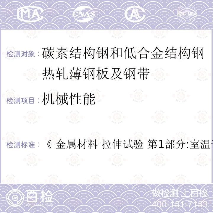 机械性能 《 金属材料 拉伸试验 第1部分:室温试验方法 》 《 金属材料 拉伸试验 第1部分:室温试验方法 