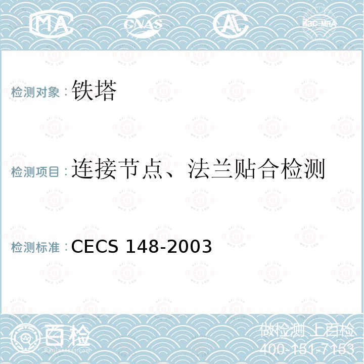 连接节点、法兰贴合检测 CECS 148-2003 《户外广告设施钢结构技术规程》 