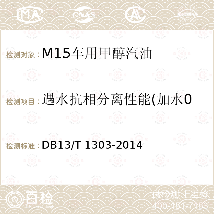 遇水抗相分离性能(加水0.15%，振荡2min) DB61/T 353-2013 车用甲醇汽油（M25）