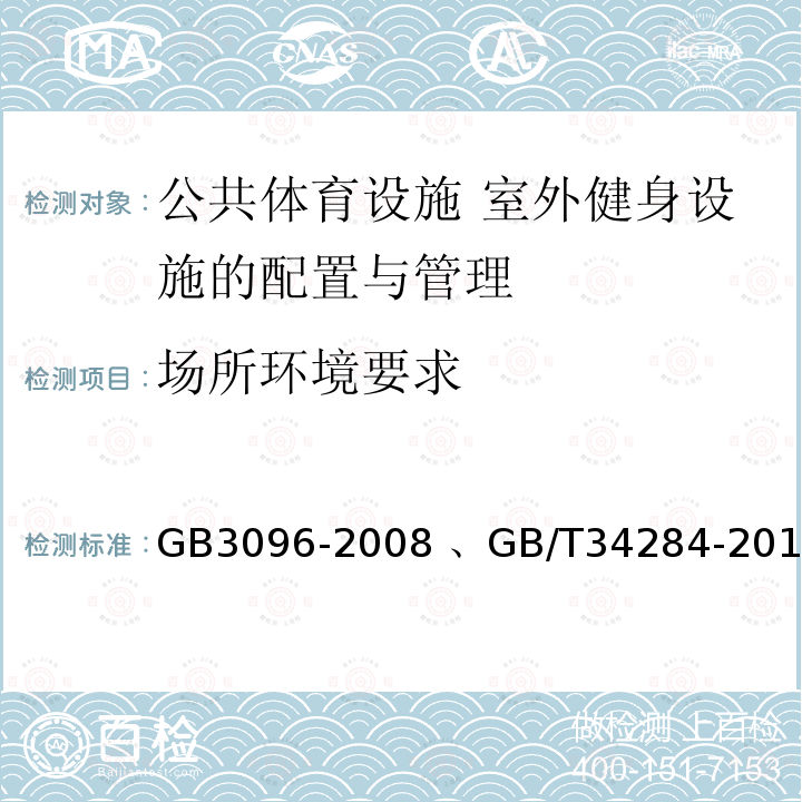 场所环境要求 GB 3096-2008 声环境质量标准