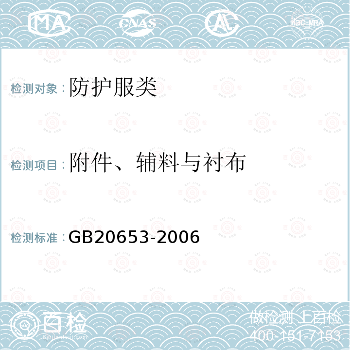 附件、辅料与衬布 GB 20653-2006 职业用高可视性警示服