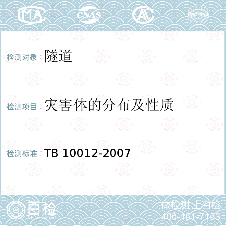 灾害体的分布及性质 TB 10012-2007 铁路工程地质勘察规范(附条文说明)