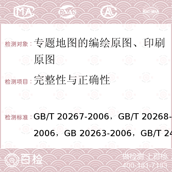 完整性与正确性 GB/T 20267-2006 车载导航电子地图产品规范