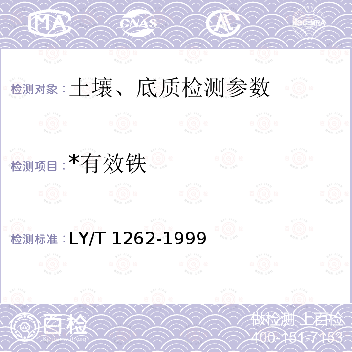 *有效铁 LY/T 1262-1999 森林土壤有效铁的测定