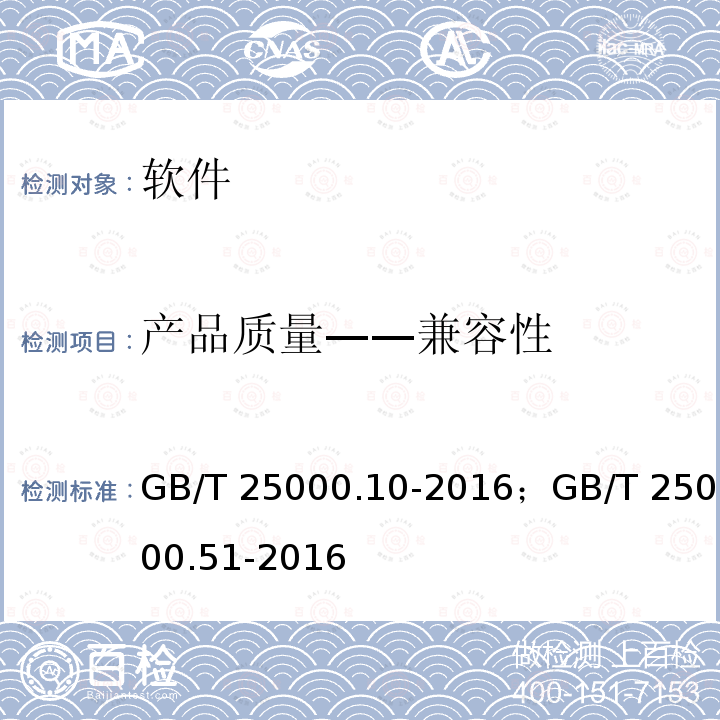 产品质量——兼容性 GB/T 25000.10-2016 系统与软件工程 系统与软件质量要求和评价(SQuaRE) 第10部分:系统与软件质量模型