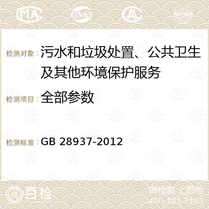 全部参数 GB 28937-2012 毛纺工业水污染物排放标准