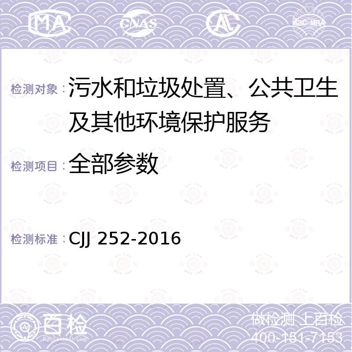 全部参数 CJJ 252-2016 城镇污水再生利用设施运行、维护及安全技术规程(附条文说明)