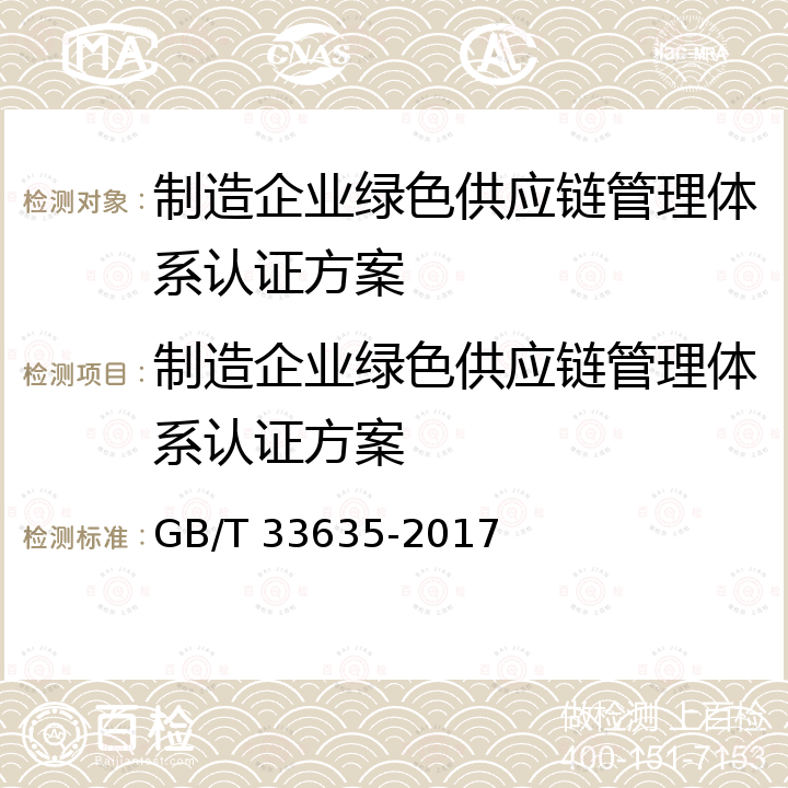 制造企业绿色供应链管理体系认证方案 GB/T 33635-2017 绿色制造 制造企业绿色供应链管理 导则