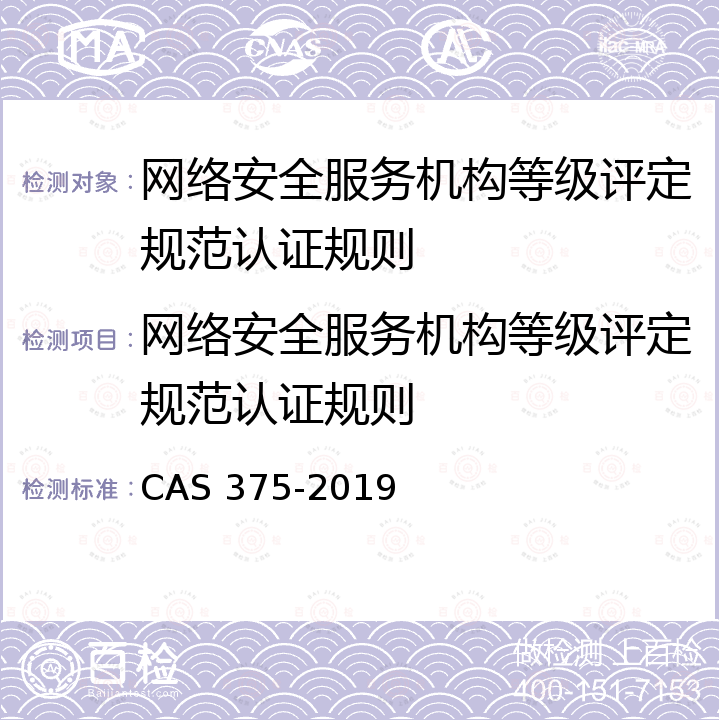 网络安全服务机构等级评定规范认证规则 AS 375-2019 网络安全服务机构等级评定规范 C