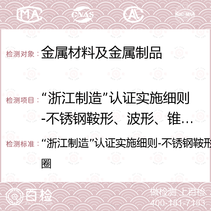 “浙江制造”认证实施细则-不锈钢鞍形、波形、锥形弹性垫圈 “浙江制造”认证实施细则-不锈钢鞍形、波形、锥形弹性垫圈 