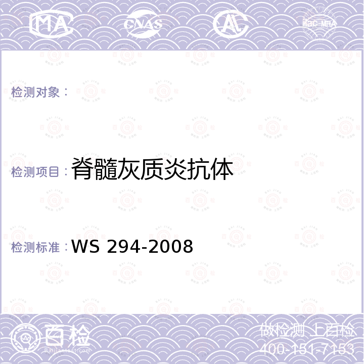 脊髓灰质炎抗体 脊灰诊断诊断标准 附录A WS 294-2008