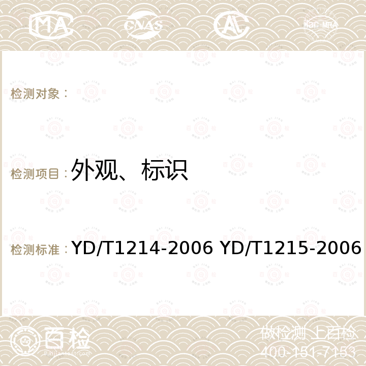 外观、标识 YD/T 1214-2006 900/1800MHz TDMA数字蜂窝移动通信网通用分组无线业务(GPRS)设备技术要求:移动台