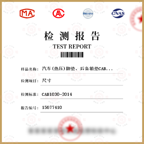 汽车(热压)脚垫、后备箱垫CAB1030-2014-脚垫检测