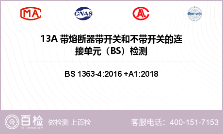 13A 带熔断器带开关和不带开关的连接单元（BS）检测