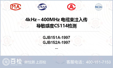 4kHz～400MHz 电缆束注入传导敏感度CS114检测