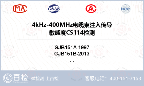 4kHz-400MHz电缆束注入传导敏感度CS114检测