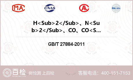 H<Sub>2</Sub>、N<Sub>2</Sub>、CO、CO<Sub>2</Sub>和CH<Sub>4</Sub>检测
