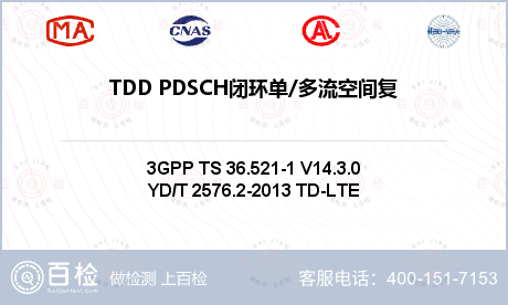 TDD PDSCH闭环单/多流空间复用2×2 (R9及以后)检测