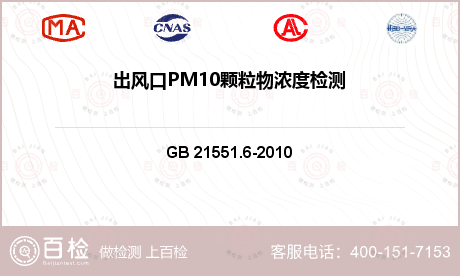 出风口PM10颗粒物浓度检测