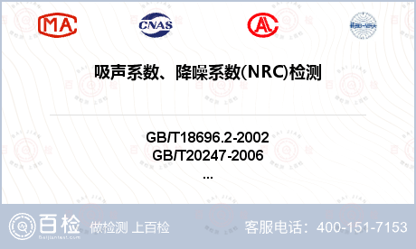 吸声系数、降噪系数(NRC)检测