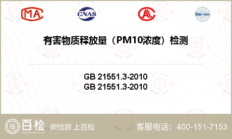有害物质释放量（PM10浓度）检