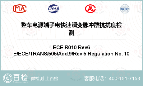 整车电源端子电快速瞬变脉冲群抗扰