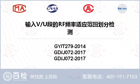 输入V/U段的RF频率适应范围划