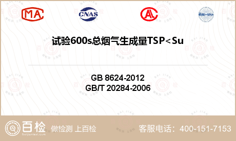试验600s总烟气生成量TSP<Sub>600s</Sub>检测