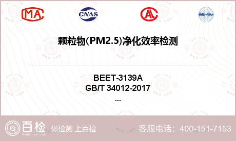 颗粒物(PM2.5)净化效率检测