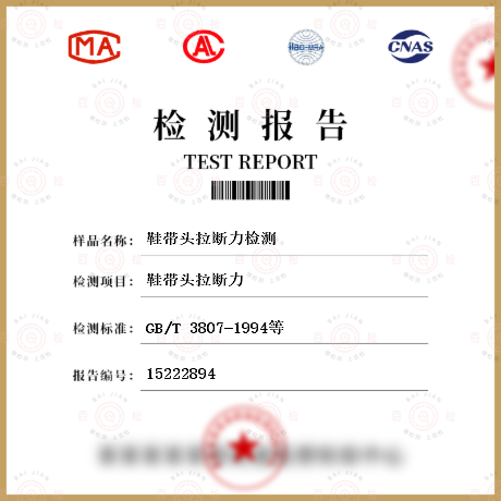 鞋帶頭拉斷力檢測