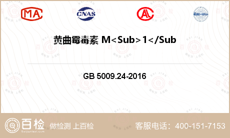 黄曲霉毒素 M<Sub>1</Sub>/M<Sub>2</Sub>检测
