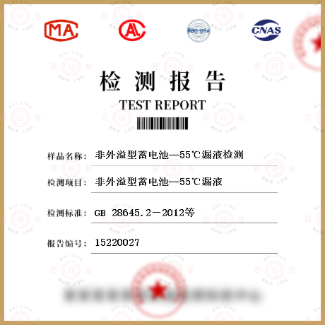非外溢型蓄电池—55℃漏液检测